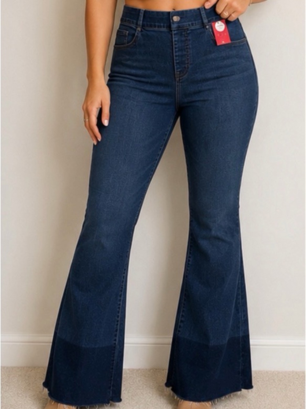 SPANX DipDyed Dark Wash Flare Jeans XL NWT High Rise Bell Bottom Denim Y2K